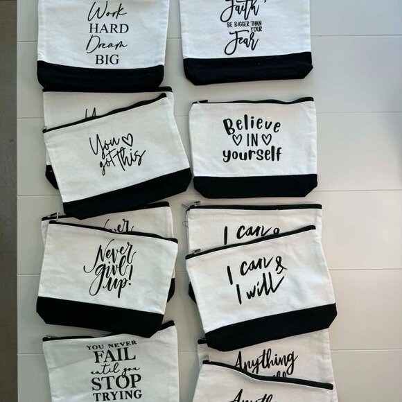 Bulk Set of 14 Motivational Makeup Bags | Bridal Party | Coworker Gifts - Picture 3 of 6